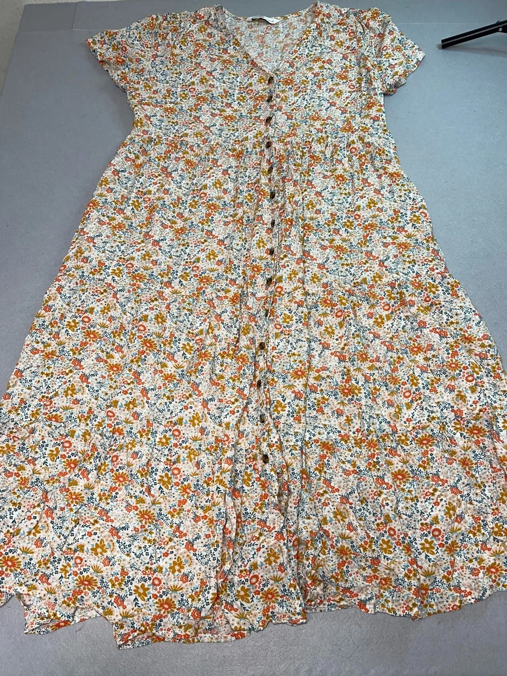 Sonoma Goods For Life Women’s Floral Midi Dress V-Neck Button Front Pockets L